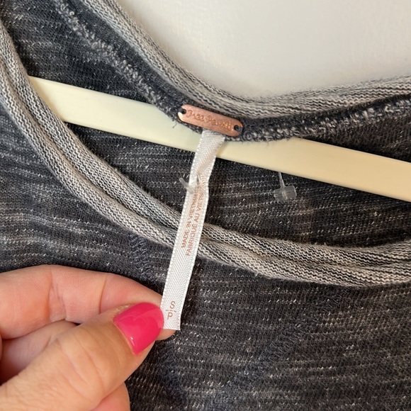 Free People To the Max Long Knit Tunic side slit dress small grey - Picture 5 of 7